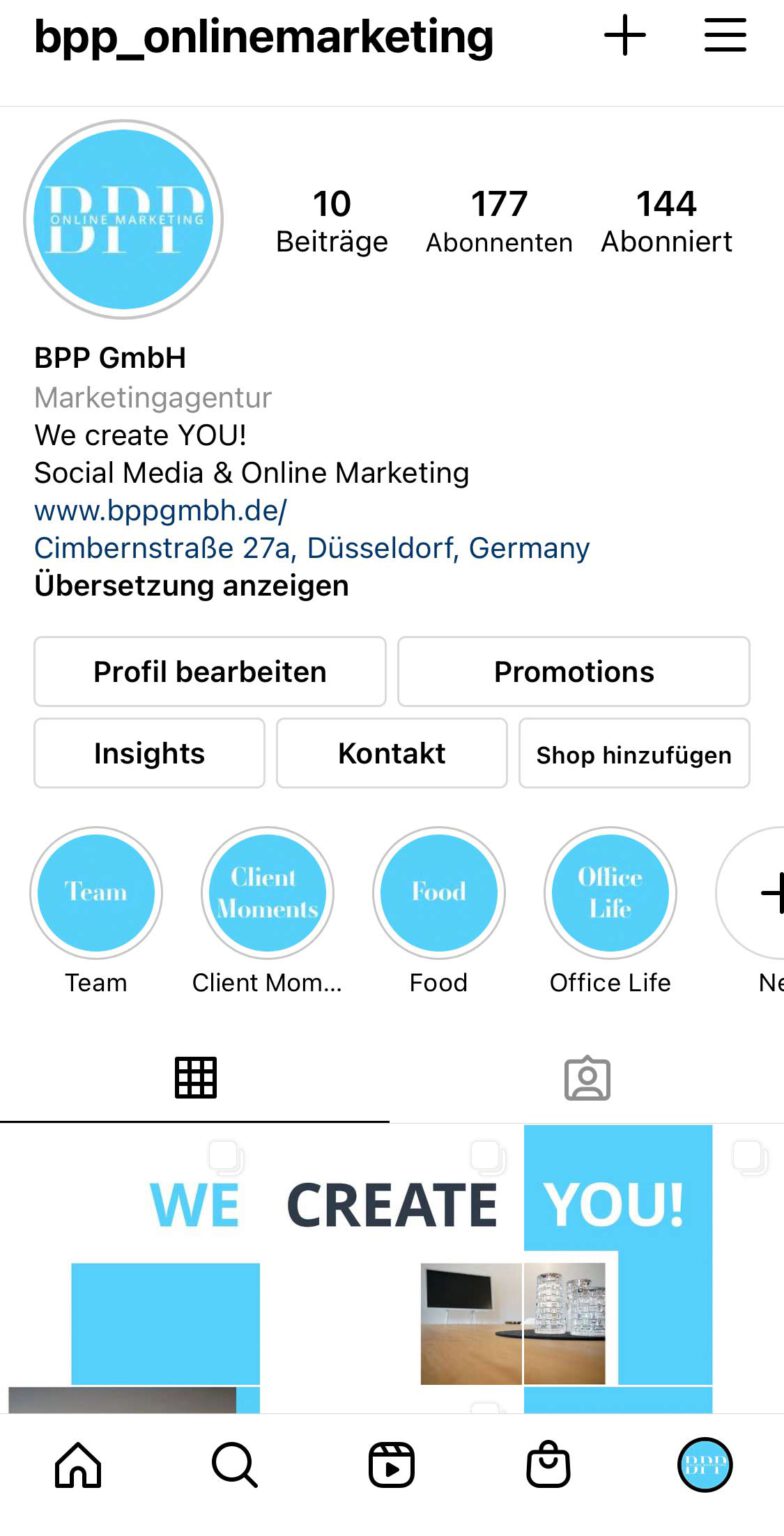 Wie sollte ein Instagram Business-Profil aussehen? - BPP