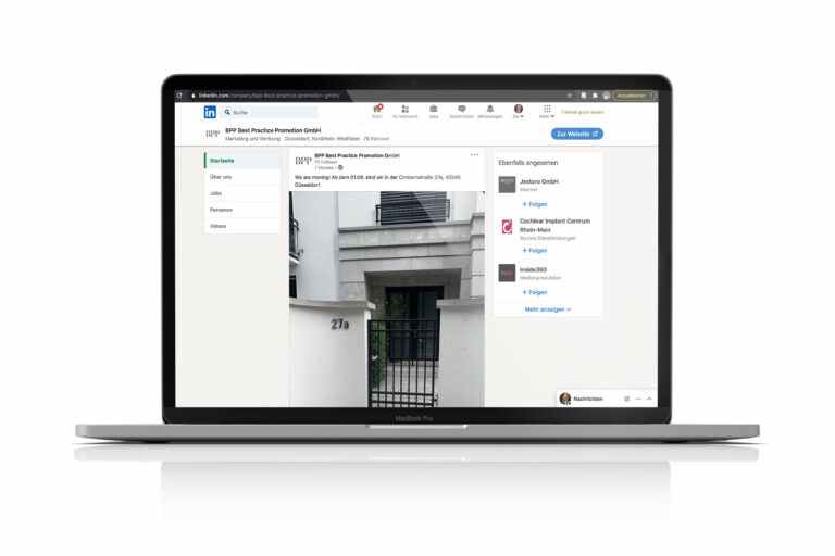 Content-Ideen für LinkedIn auf Laptop BPP