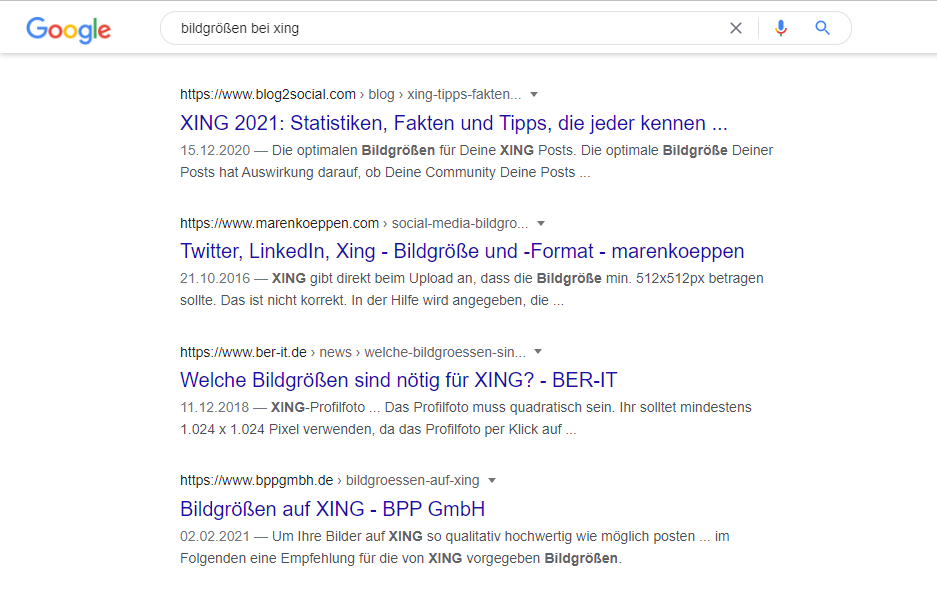 SEO Online Marketing Beispiel Google